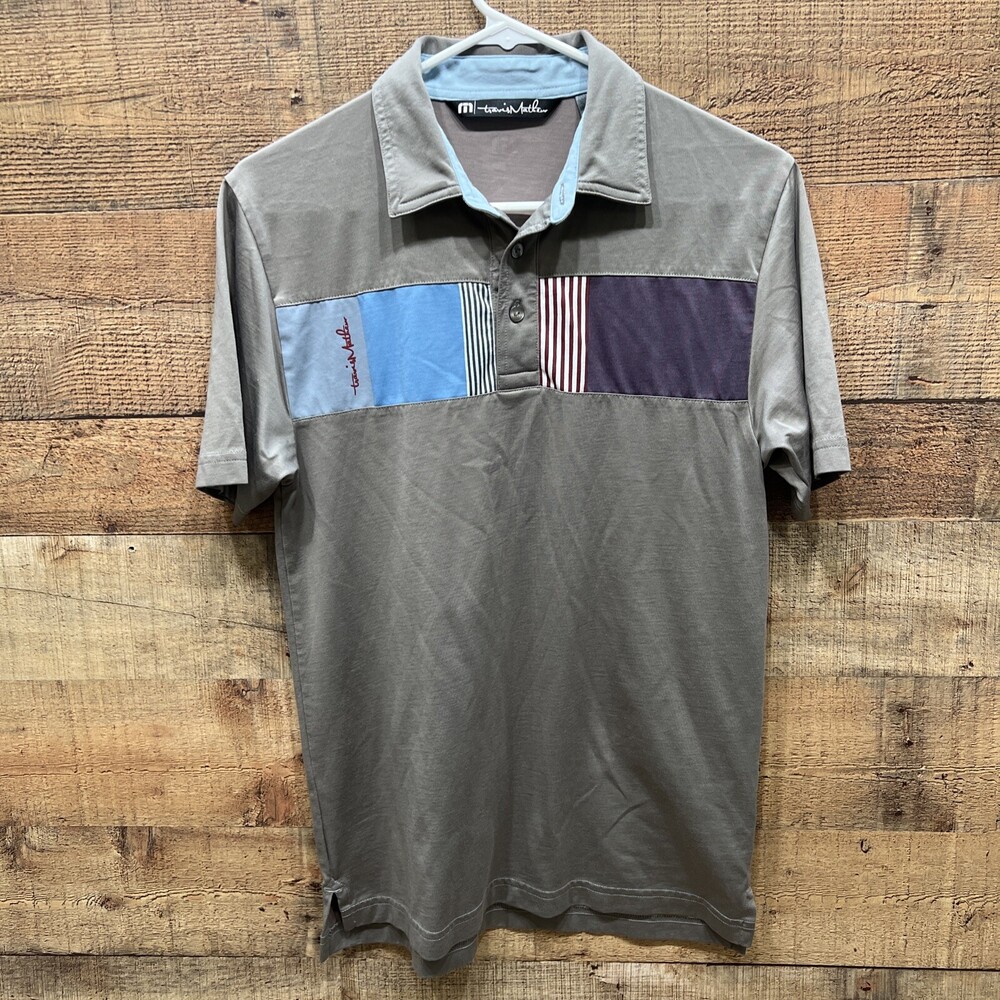 Travis Matthew Mens Gray Multicolor Golf Shirt Polo Cotton/polyester Size Small
